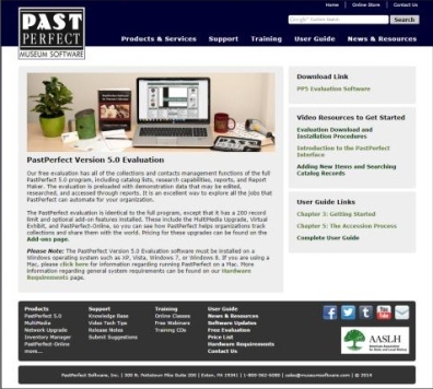 PastPerfect Evaluation Version download page